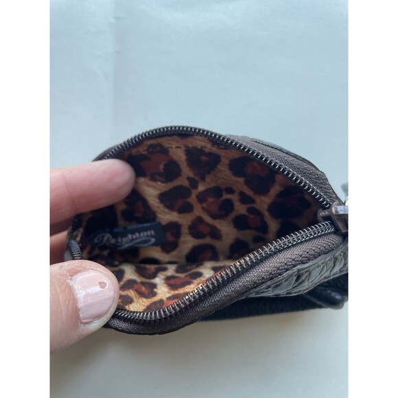 Brighton Heart Mini Coin Purse Brown/black Pouch Leather Zip 3.5" X 4.5" Heart - Picture 3 of 3